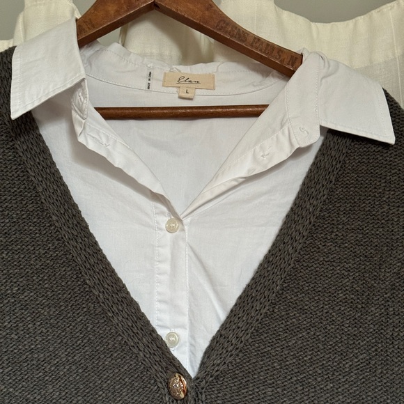 Elan Button Down with Attached Sweater - Picture 4 of 5